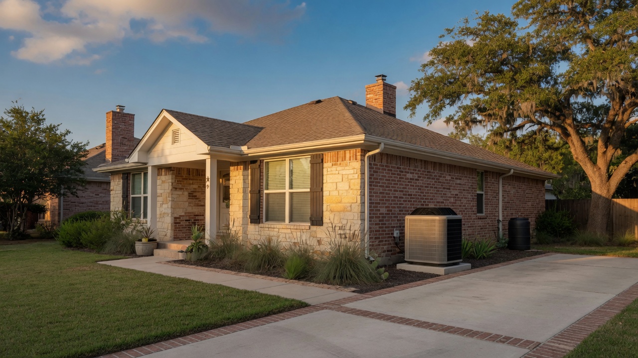 North Austin home with a well-installed outdoor AC unit
